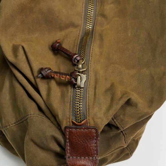 J.Crew Abingdon Weekender Duffle Bag Waxed Canvas Leather Brown / olive green - Picture 9 of 16